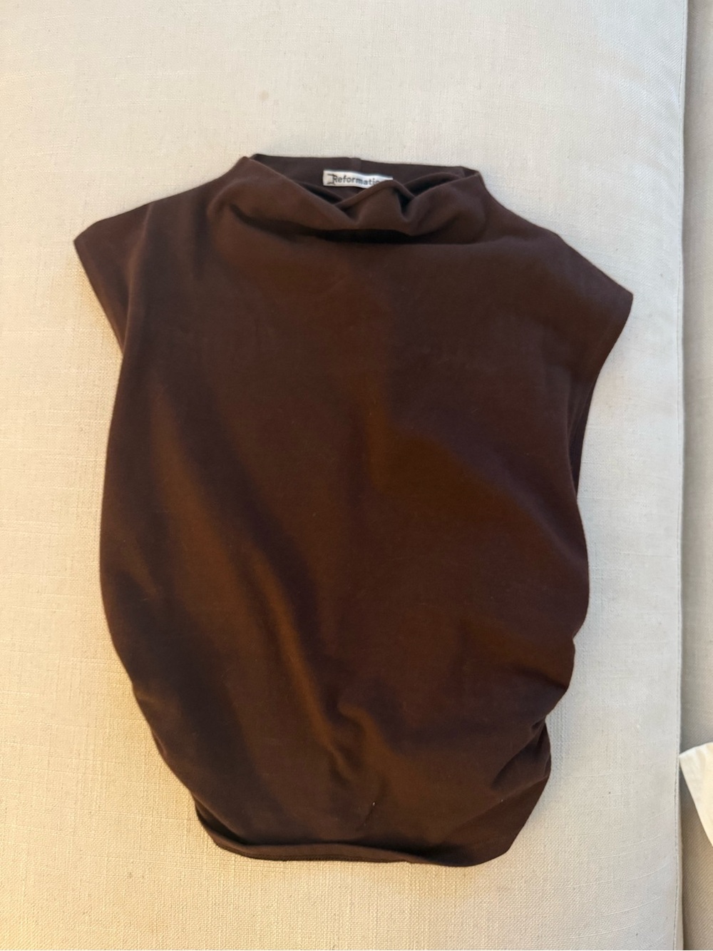 Reformation Brown Sleeveless Cowl Neck Top